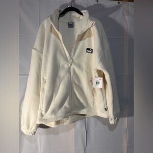Puma Women’s Cream Polar Fleece Zip-Up Jacket Size Large New with tags